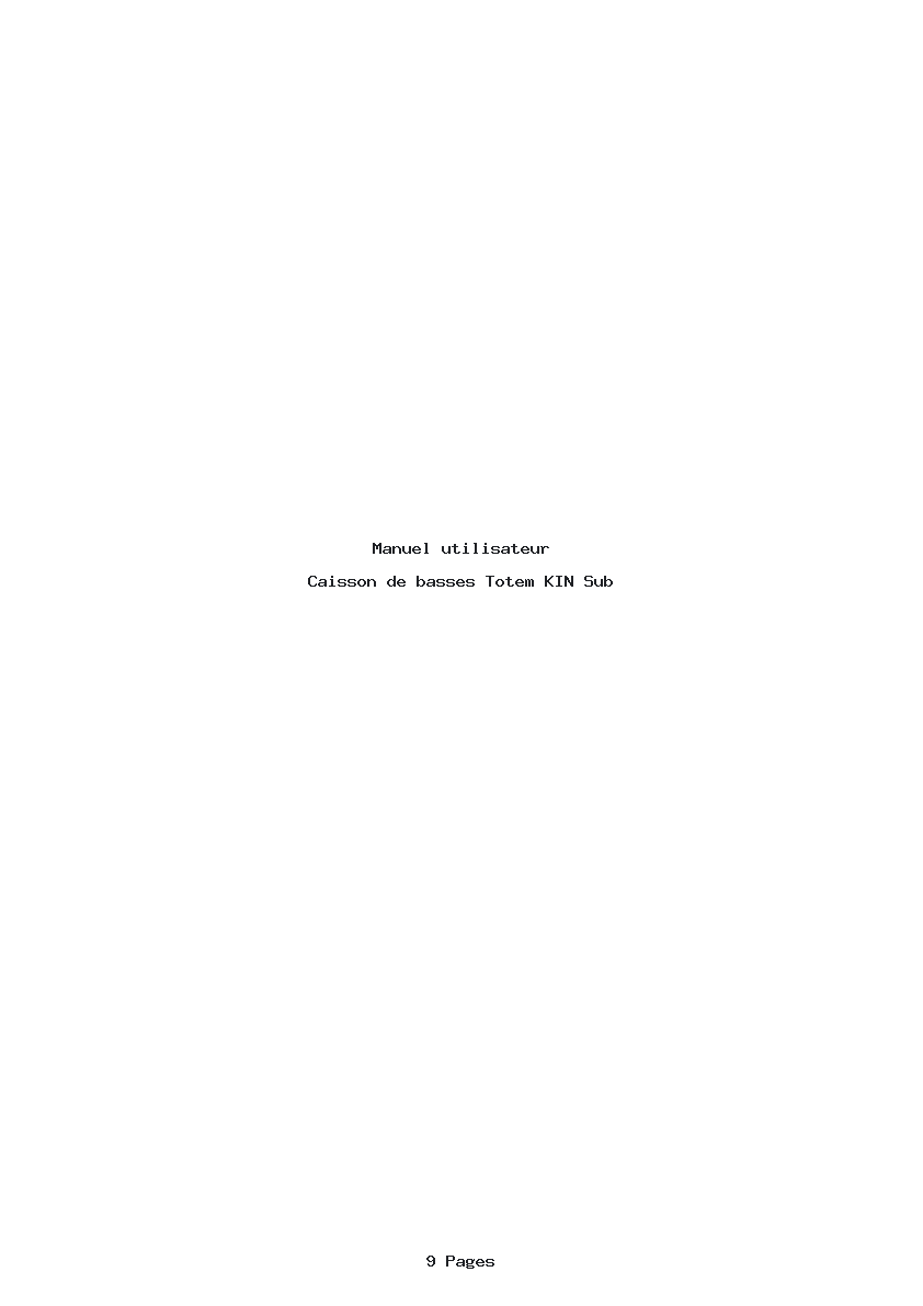 Page 1 de la notice Manuel utilisateur Totem KIN Sub
