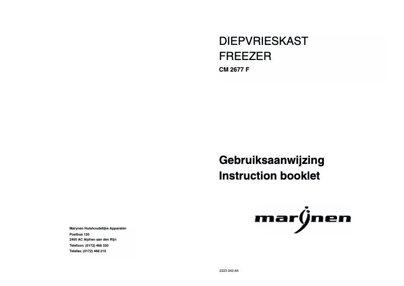Page 1 de la notice Manuel utilisateur Marynen CM 2677 F