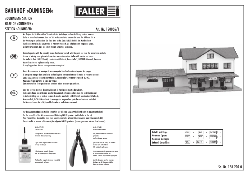 Page 1 de la notice Manuel utilisateur Faller 190066