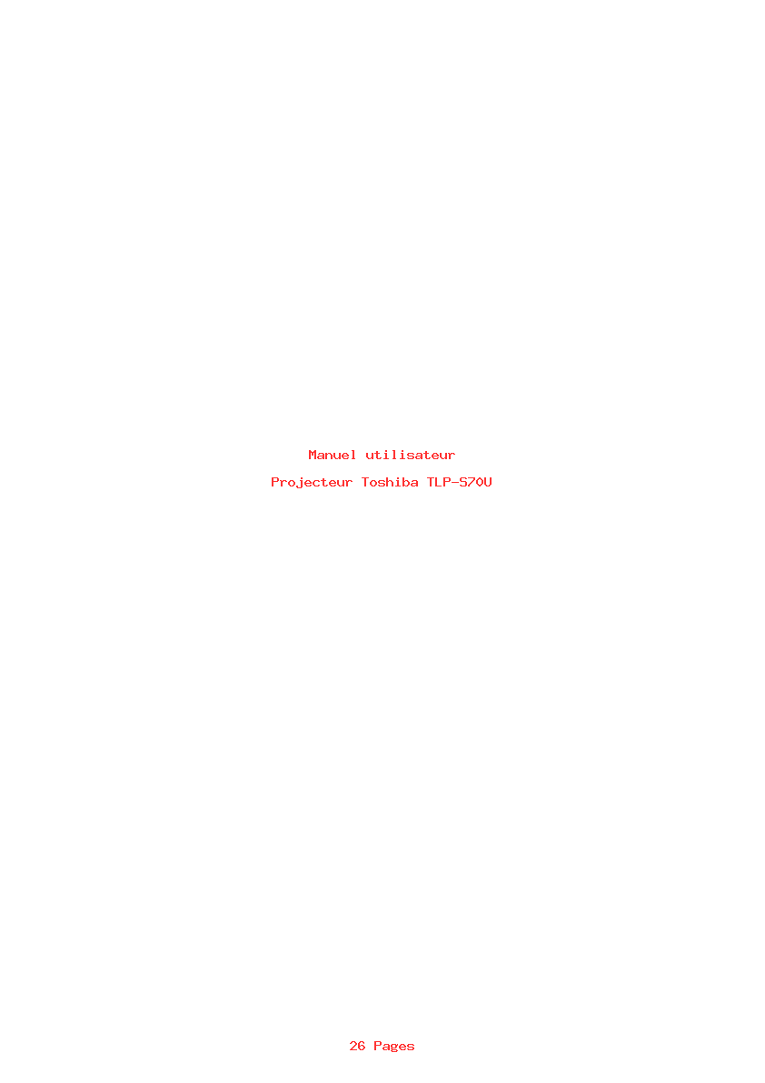 Page 1 de la notice Manuel utilisateur Toshiba TLP-S70U