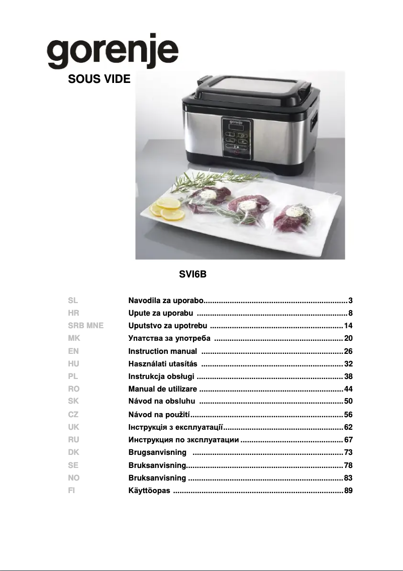 Page 1 de la notice Manuel utilisateur Gorenje SVI6B