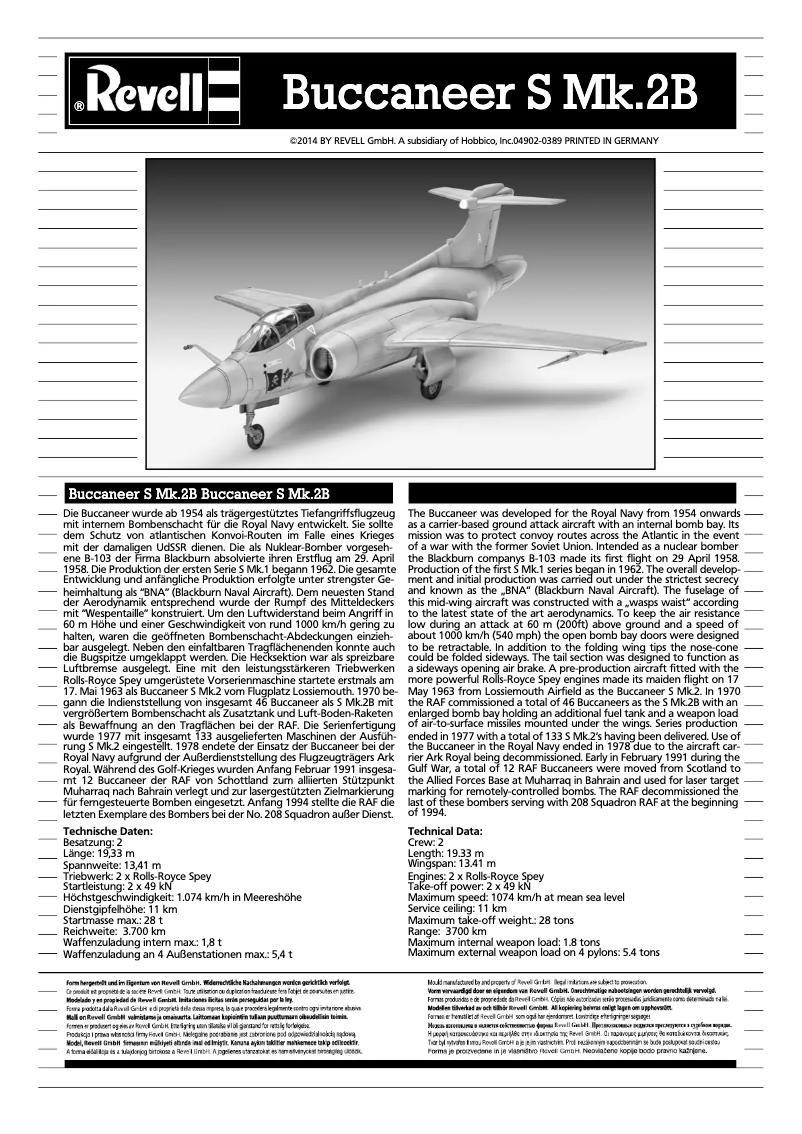 Page 1 de la notice Manuel utilisateur Revell Buccaneer S Mk.2B