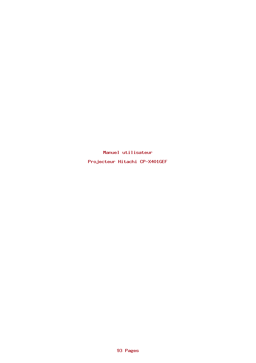 Page 1 de la notice Manuel utilisateur Hitachi CP-X401GEF