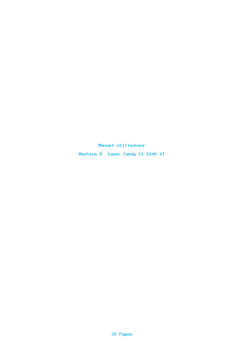 Page 1 de la notice Manuel utilisateur Candy Ci 5140 XT