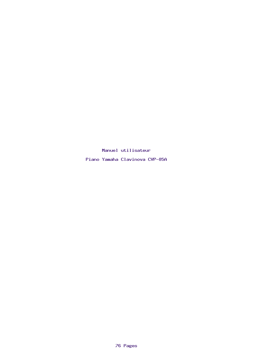 Page 1 de la notice Manuel utilisateur Yamaha Clavinova CVP-85A