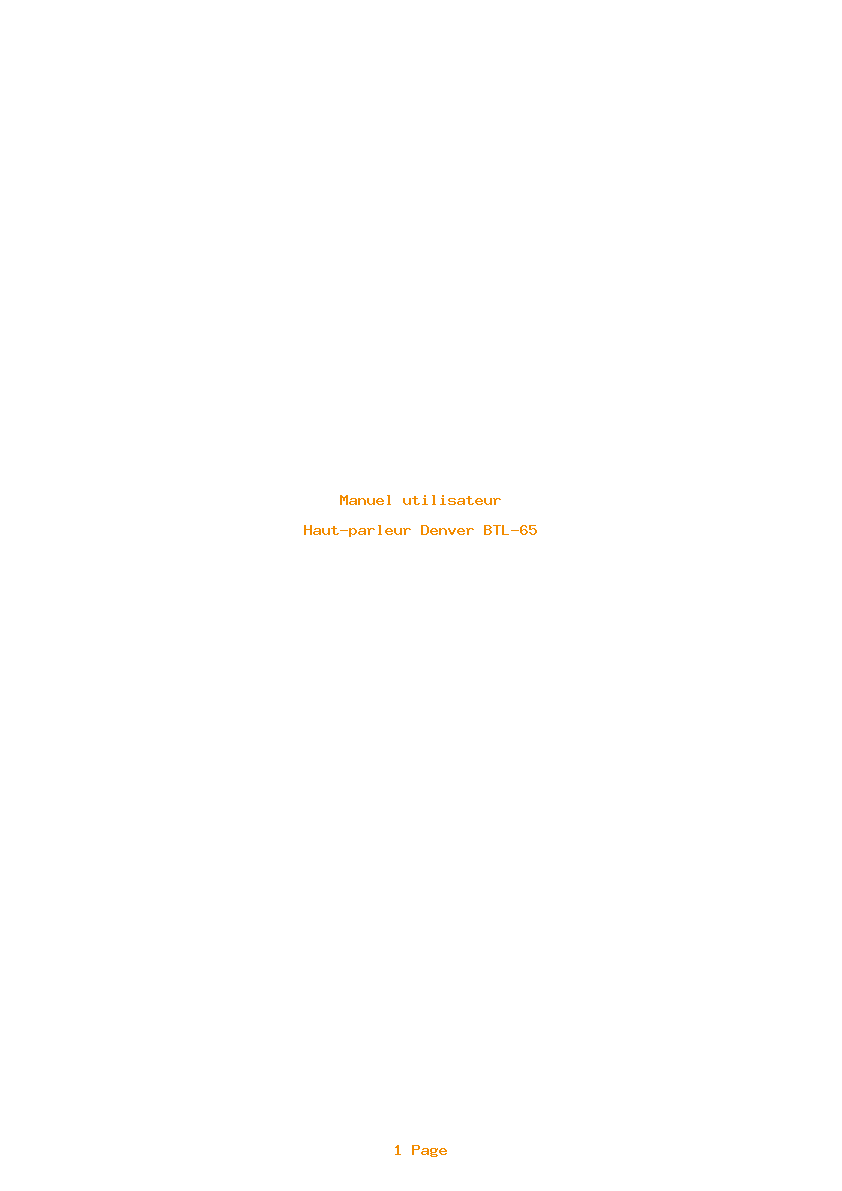 Page 1 de la notice Manuel utilisateur Denver BTL-65