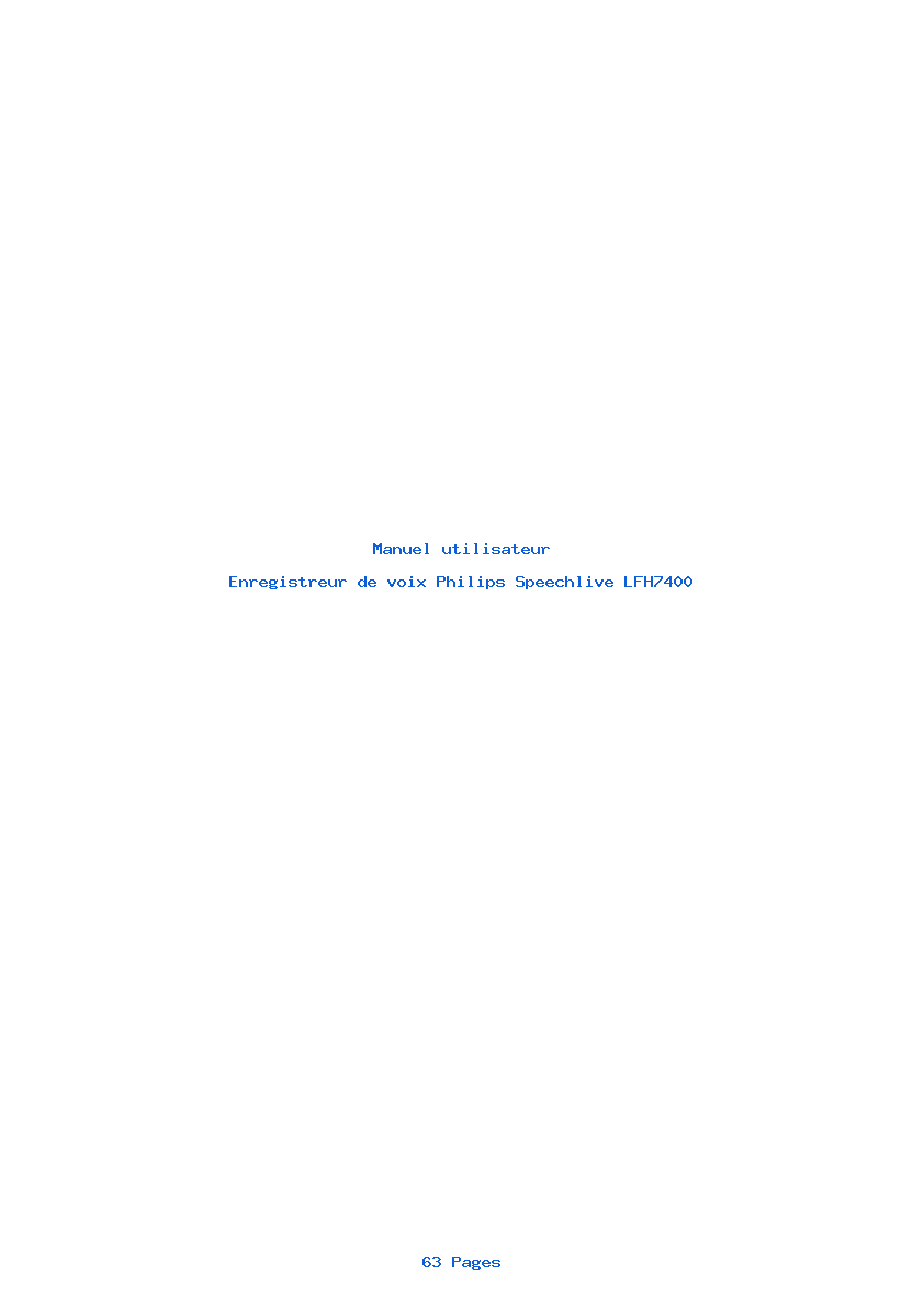 Page 1 de la notice Manuel utilisateur Philips Speechlive LFH7400