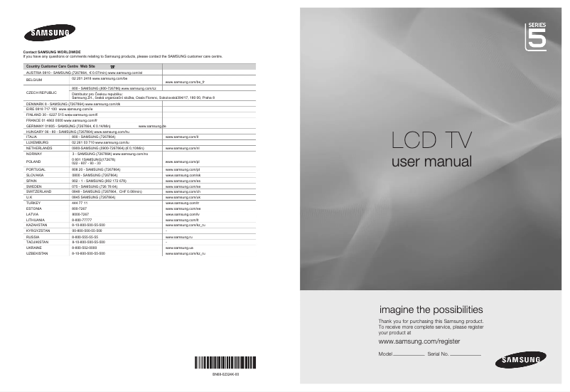 Página 1 del manual Manual de usuario Samsung LE46B579