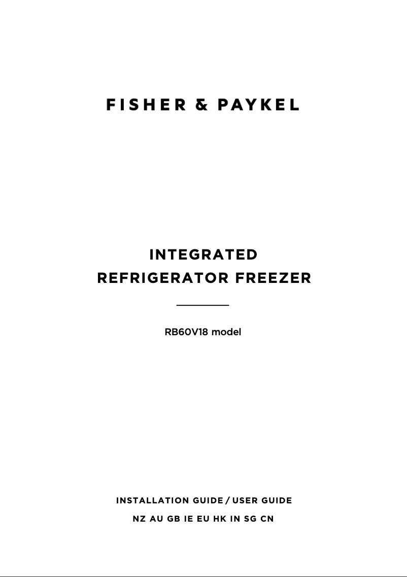 Page 1 de la notice Guide d'installation Fisher & Paykel RB60V18