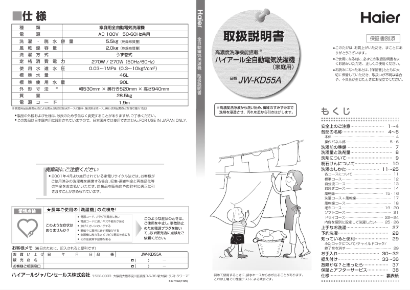 Página 1 del manual Manual de usuario Haier JW-KD55A