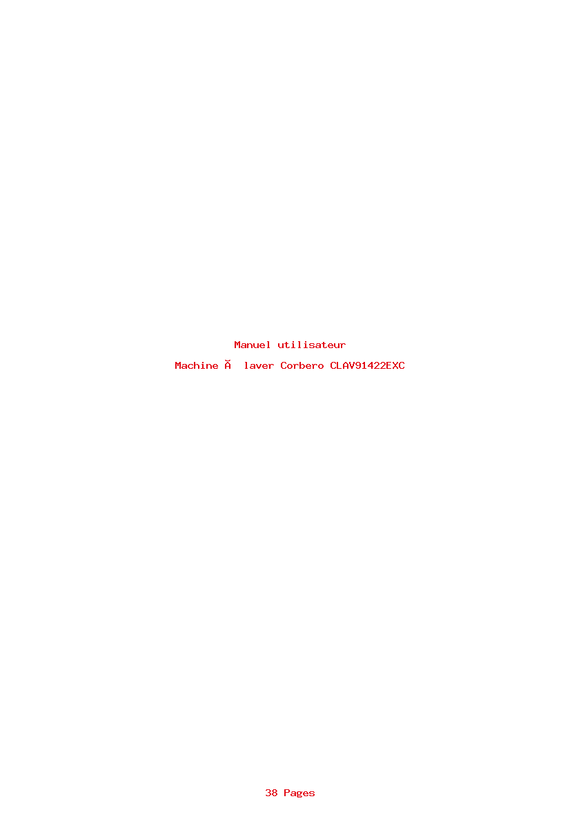 Page 1 de la notice Manuel utilisateur Corbero CLAV91422EXC