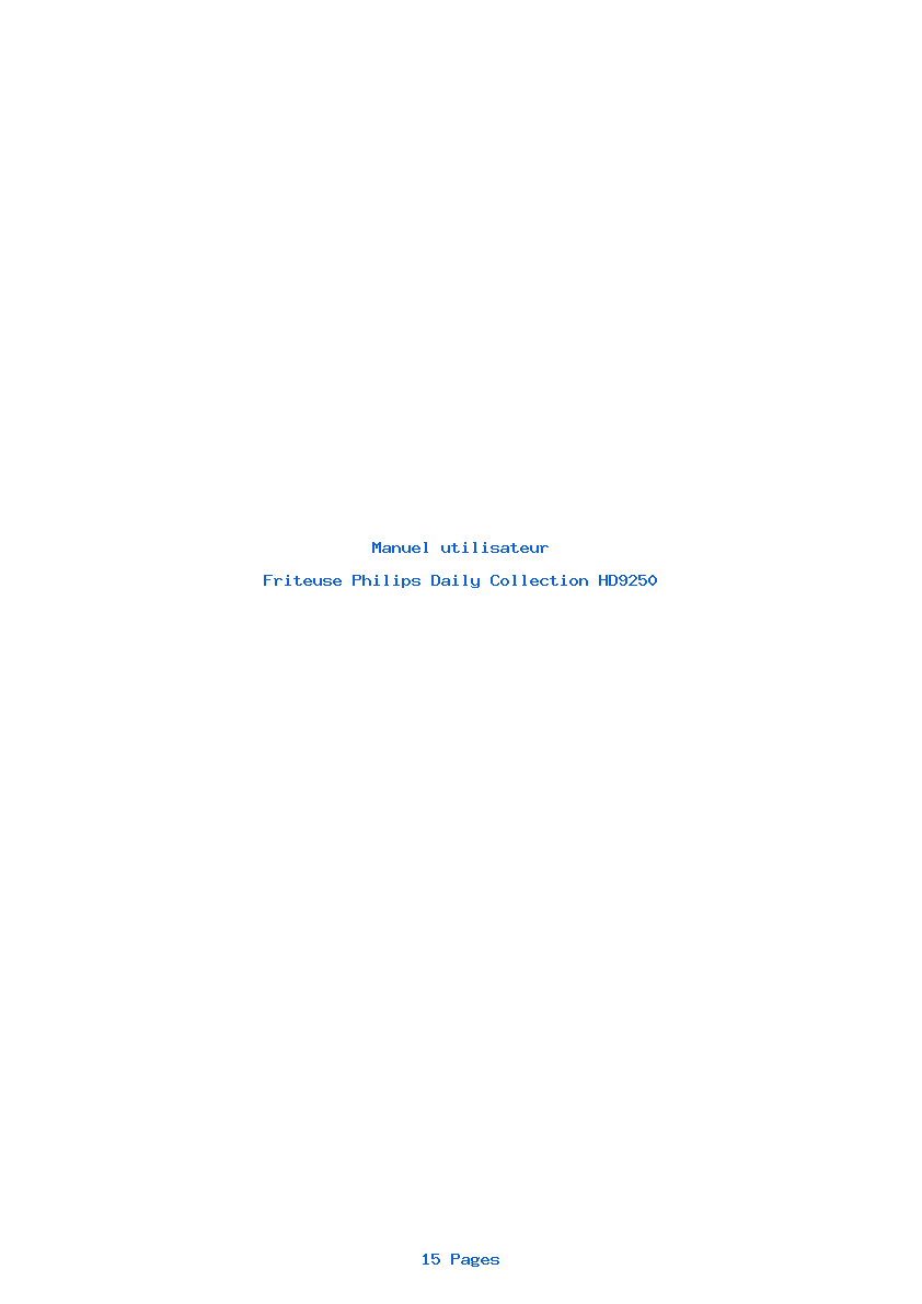 Page 1 de la notice Manuel utilisateur Philips Daily Collection HD9250