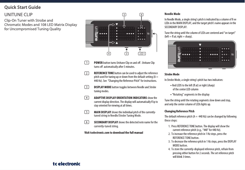 Page 1 de la notice Manuel utilisateur TC Electronic UniTune Clip