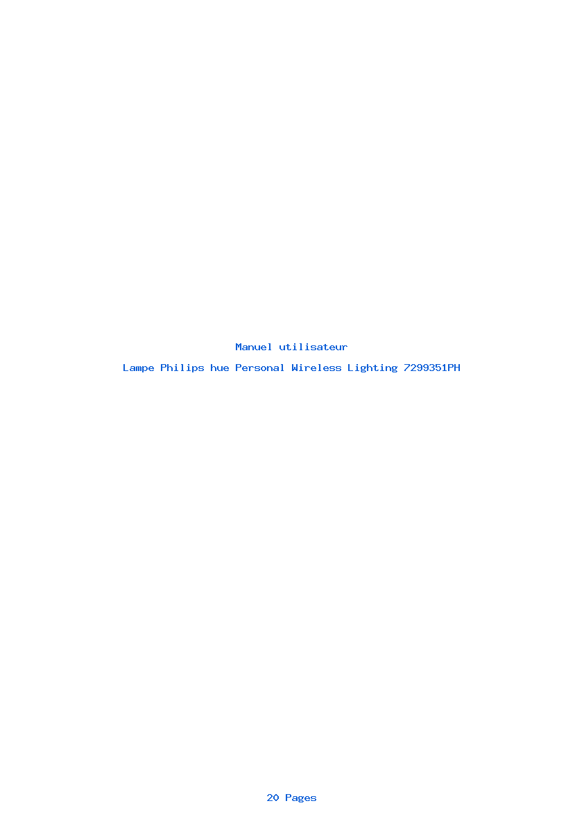 Page 1 de la notice Manuel utilisateur Philips hue Personal Wireless Lighting 7299351PH