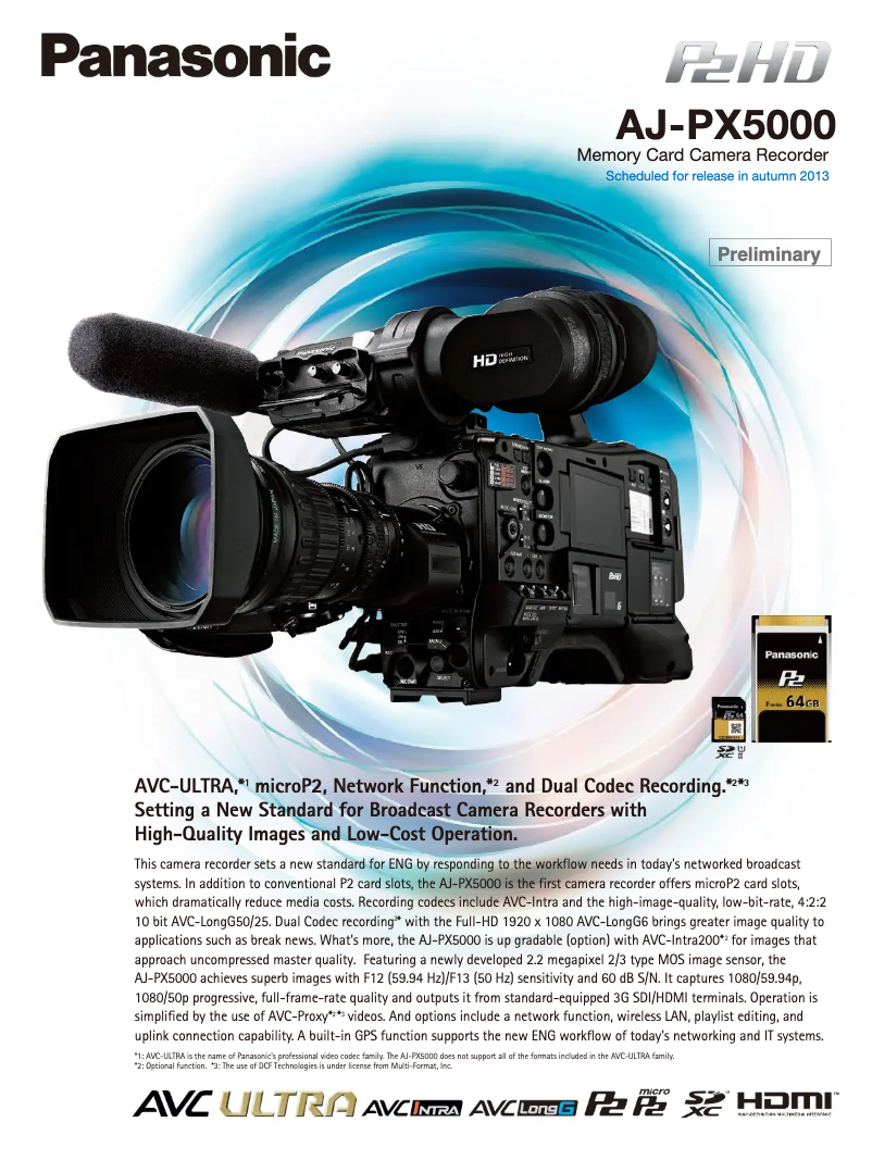 Página 1 del manual Manual de usuario Panasonic AJ-PX5000
