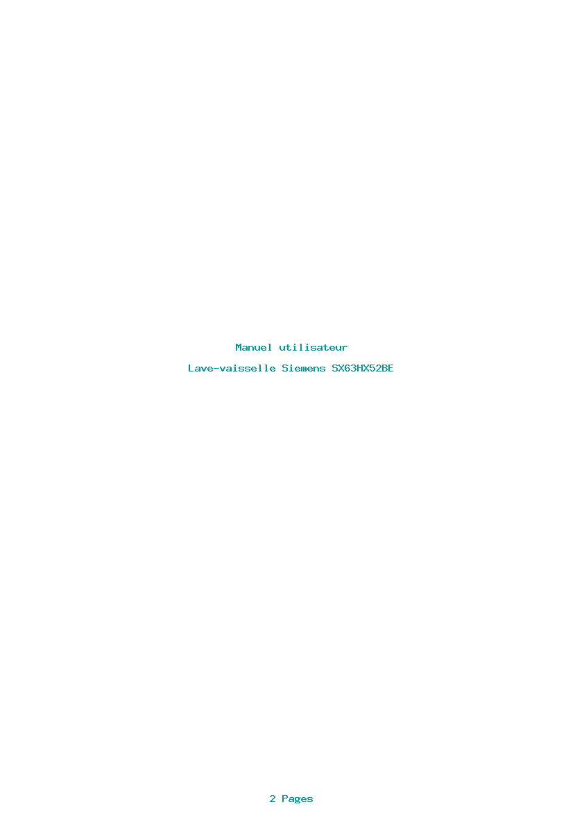 Page 1 de la notice Manuel utilisateur Siemens SX63HX52BE