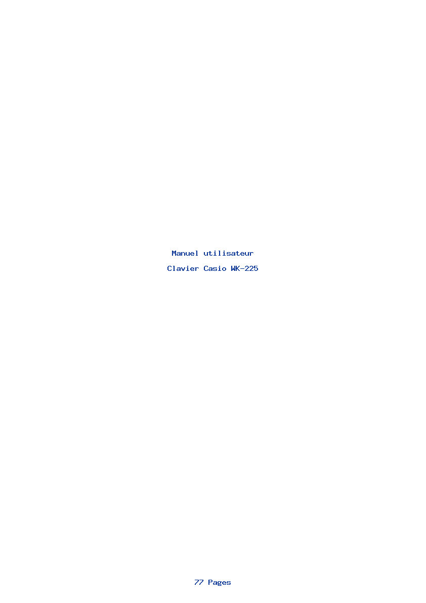 Page 1 de la notice Manuel utilisateur Casio WK-225