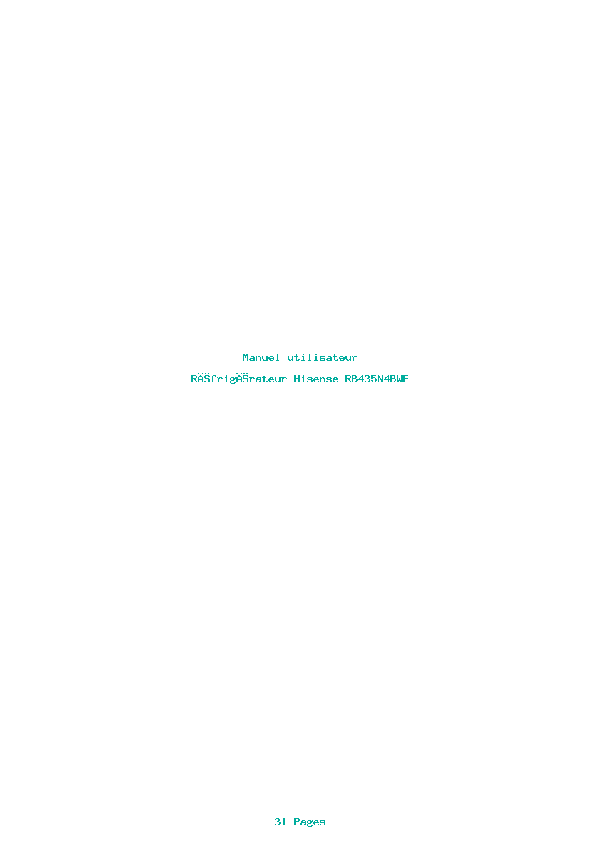 Page 1 de la notice Manuel utilisateur Hisense RB435N4BWE