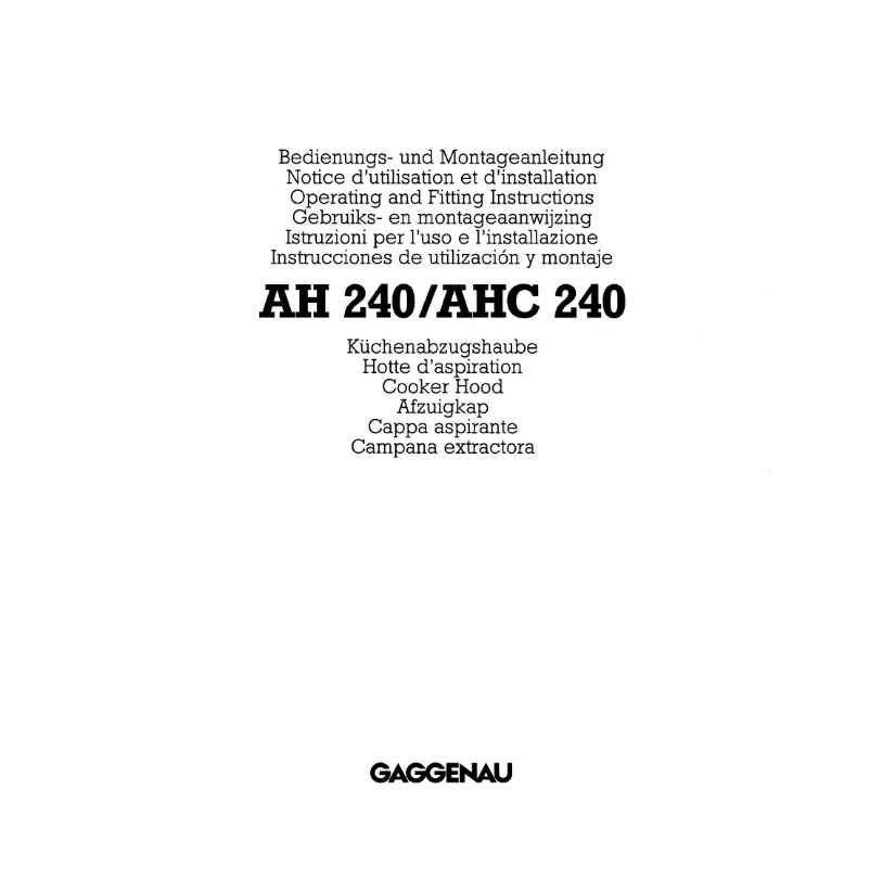 Page 1 of the manual User Manual Gaggenau AH240160