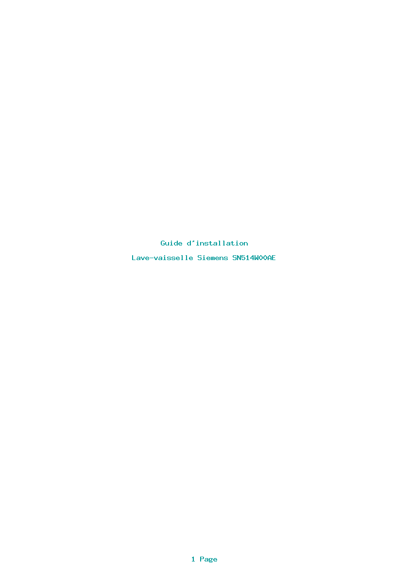 Page 1 de la notice Guide d'installation Siemens SN514W00AE