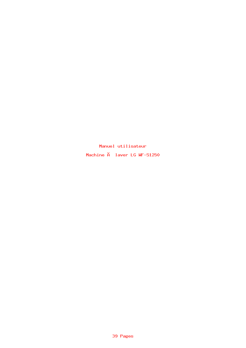 Page 1 de la notice Manuel utilisateur LG WF-S1250