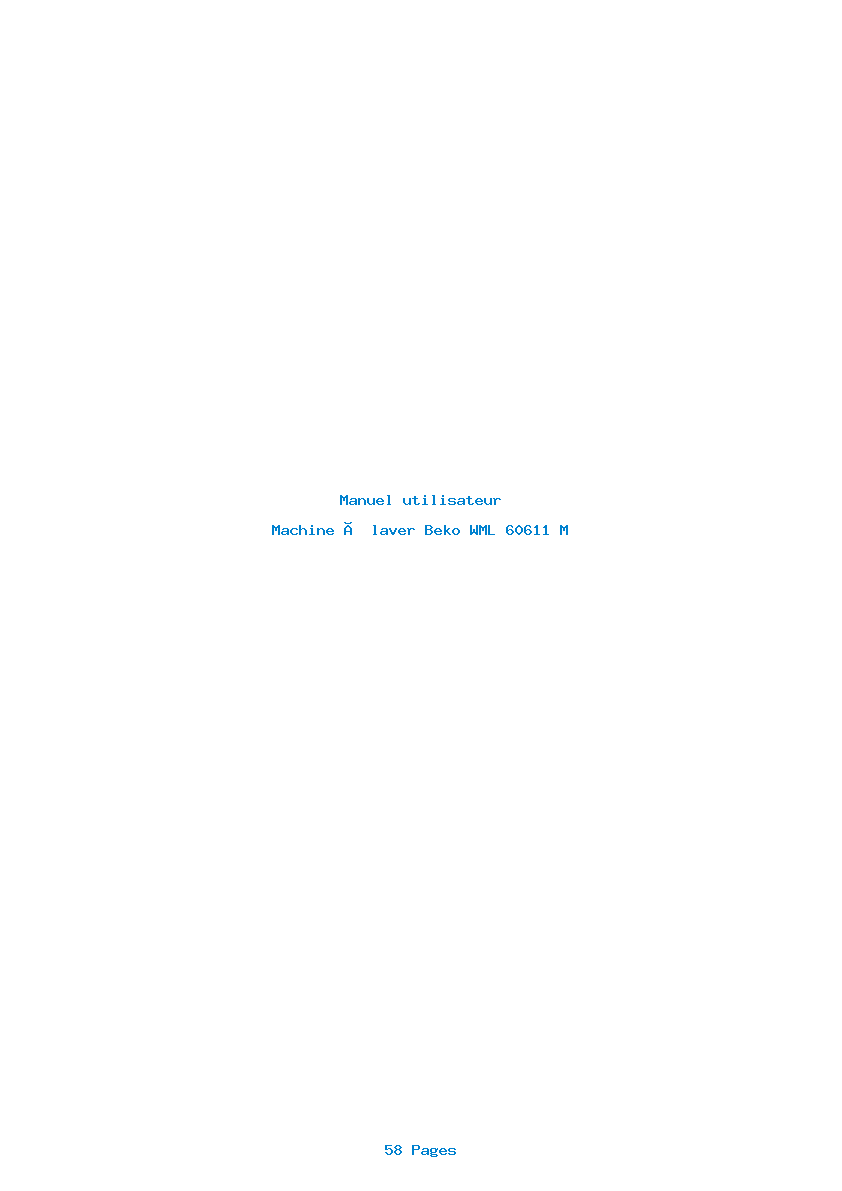 Page 1 de la notice Manuel utilisateur Beko WML 60611 M