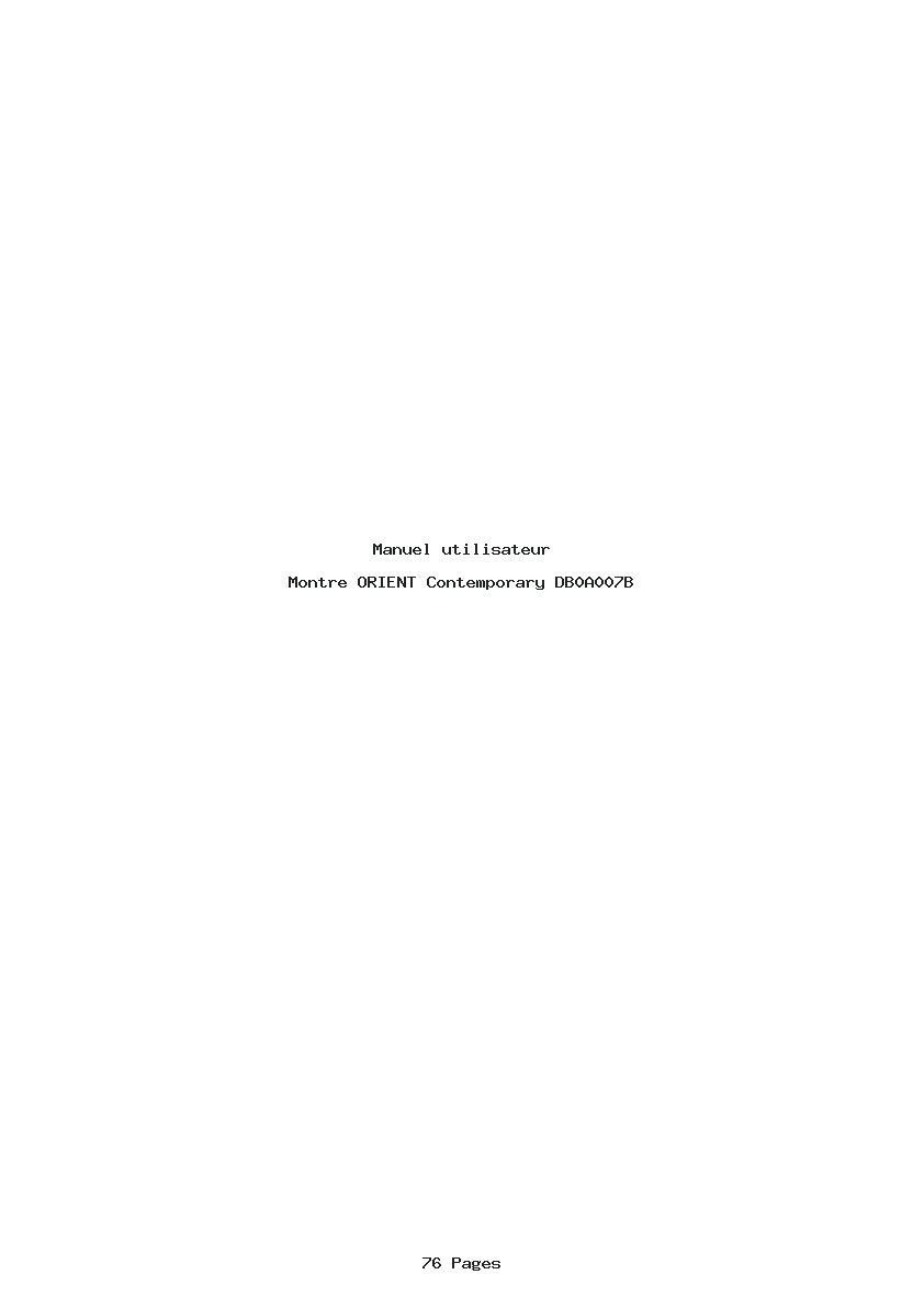 Page 1 de la notice Manuel utilisateur ORIENT Contemporary DB0A007B