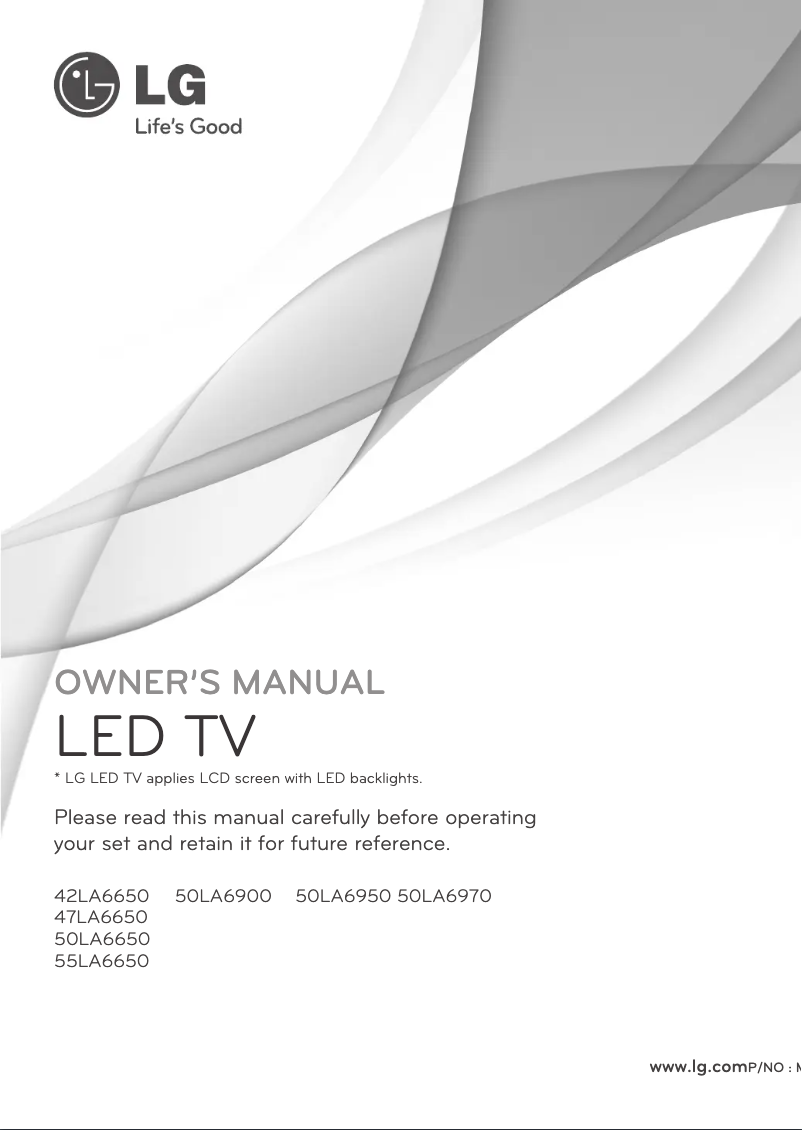 Page 1 de la notice Manuel utilisateur LG 50LA6650