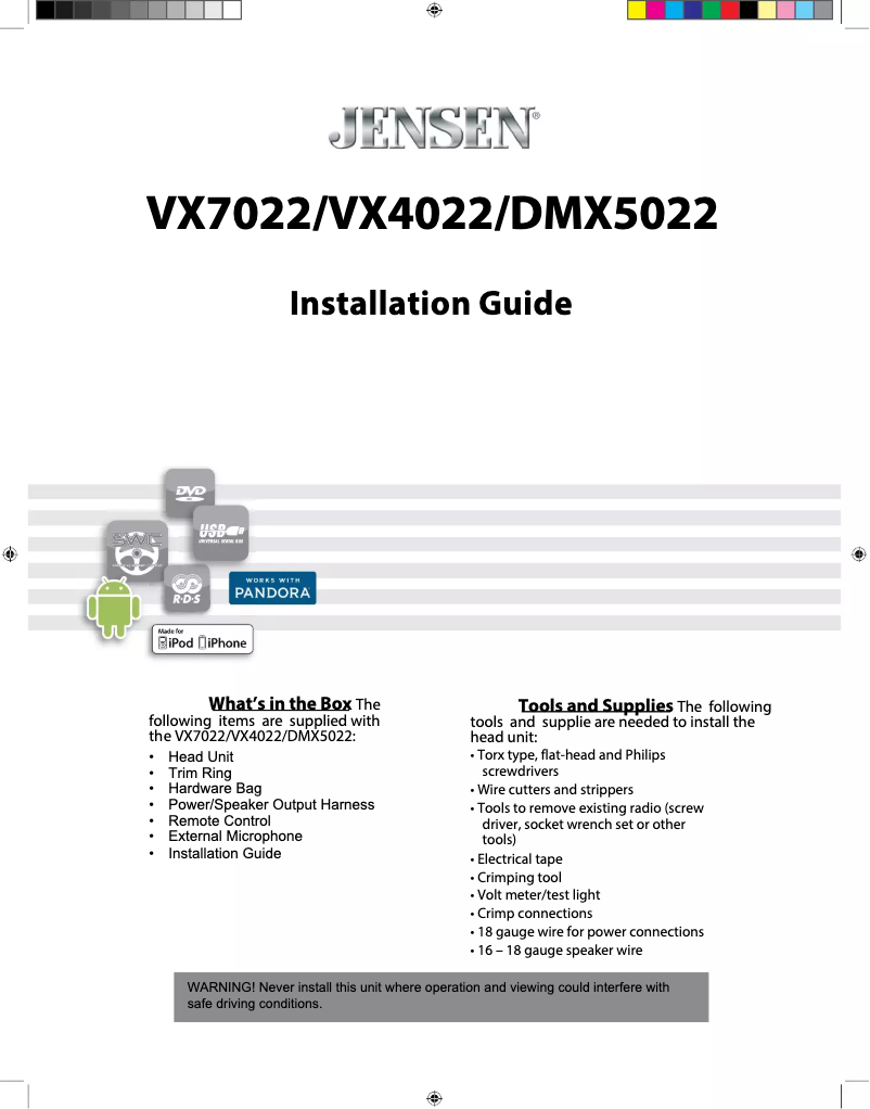 Page 1 de la notice Manuel utilisateur Jensen DMX5022