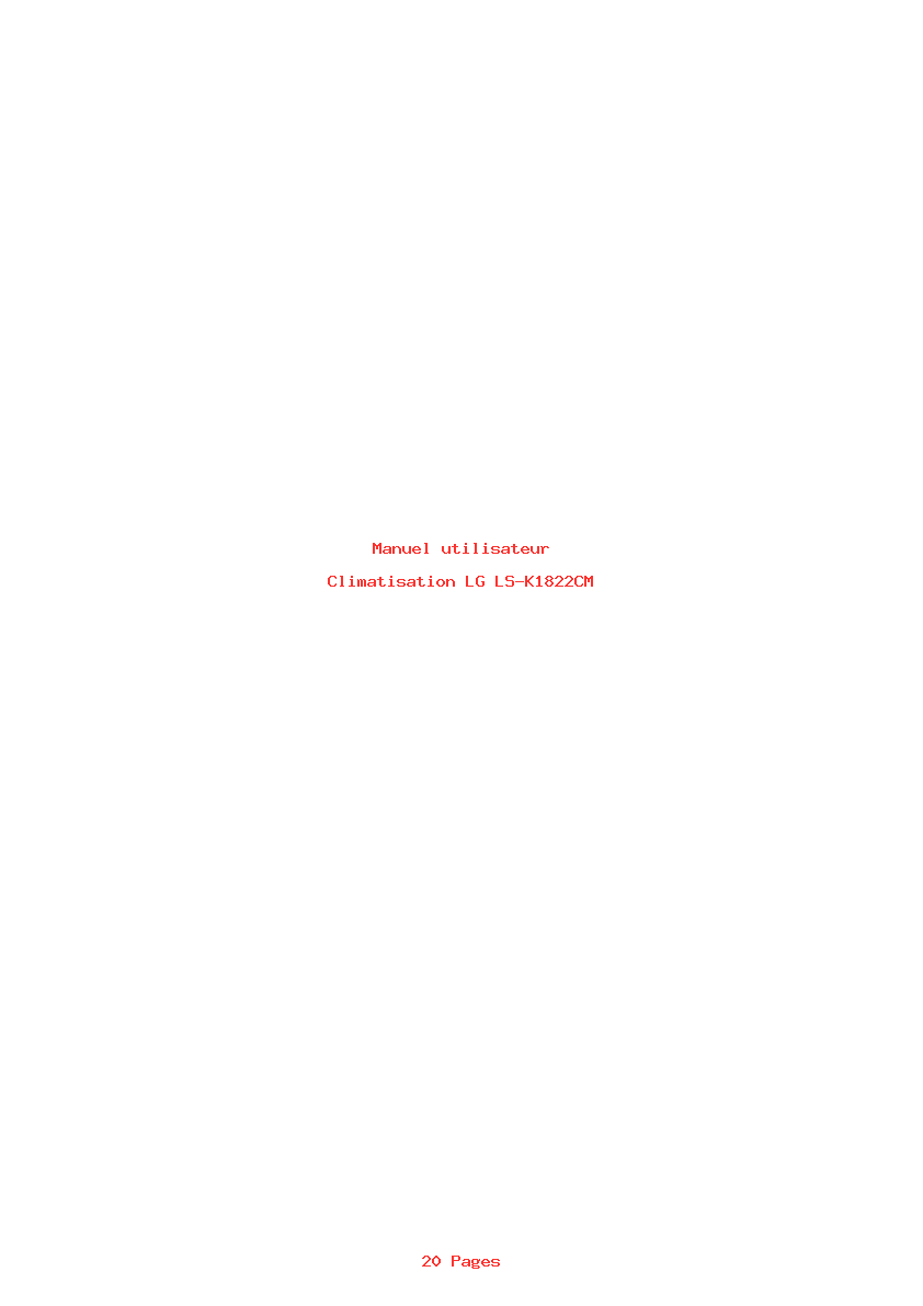 Page 1 de la notice Manuel utilisateur LG LS-K1822CM