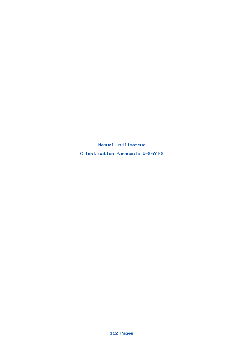 Page 1 de la notice Manuel utilisateur Panasonic U-8EA1E8
