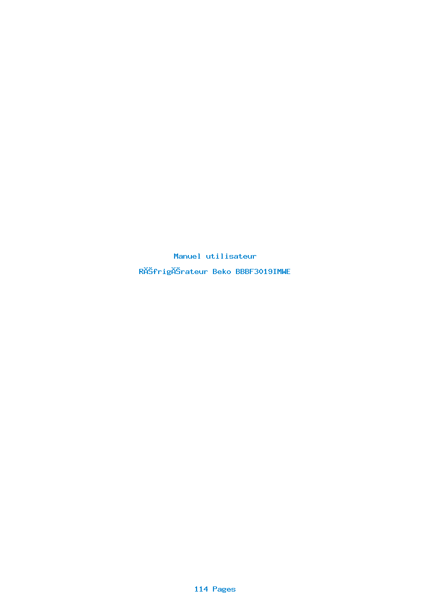 Page 1 de la notice Manuel utilisateur Beko BBBF3019IMWE
