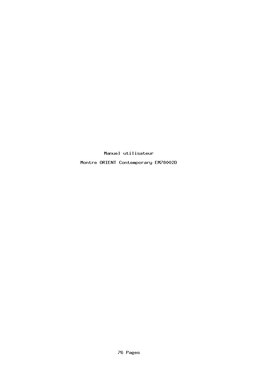Page 1 de la notice Manuel utilisateur ORIENT Contemporary EM78002D