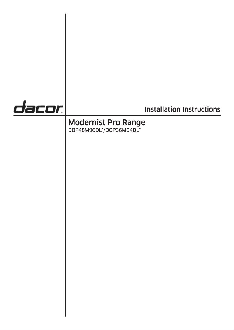Page 1 de la notice Guide d'installation Dacor Modernist Pro DOP48M96DPM