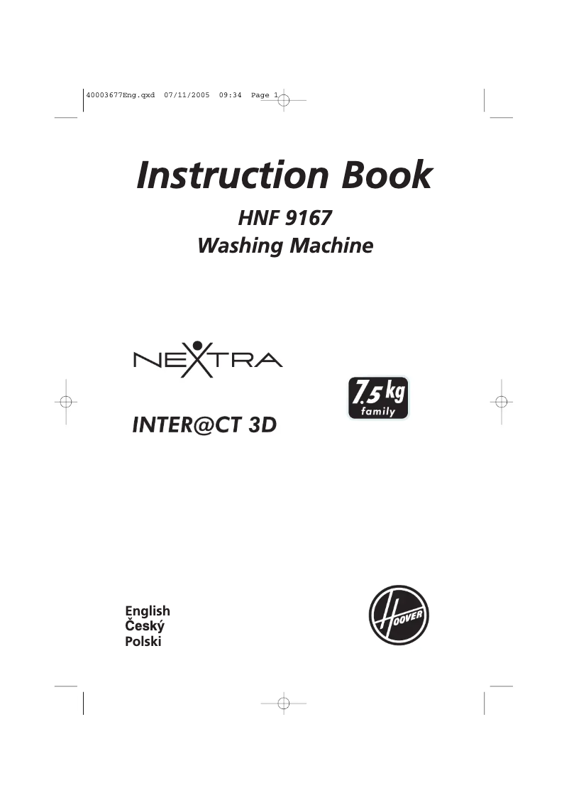 Page 1 de la notice Manuel utilisateur Hoover HNF 9167-16S