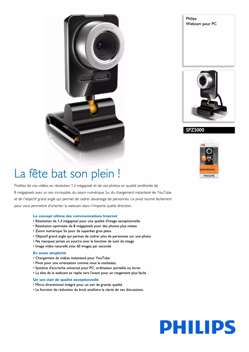 Página 1 del manual Ficha técnica Philips SPZ5000
