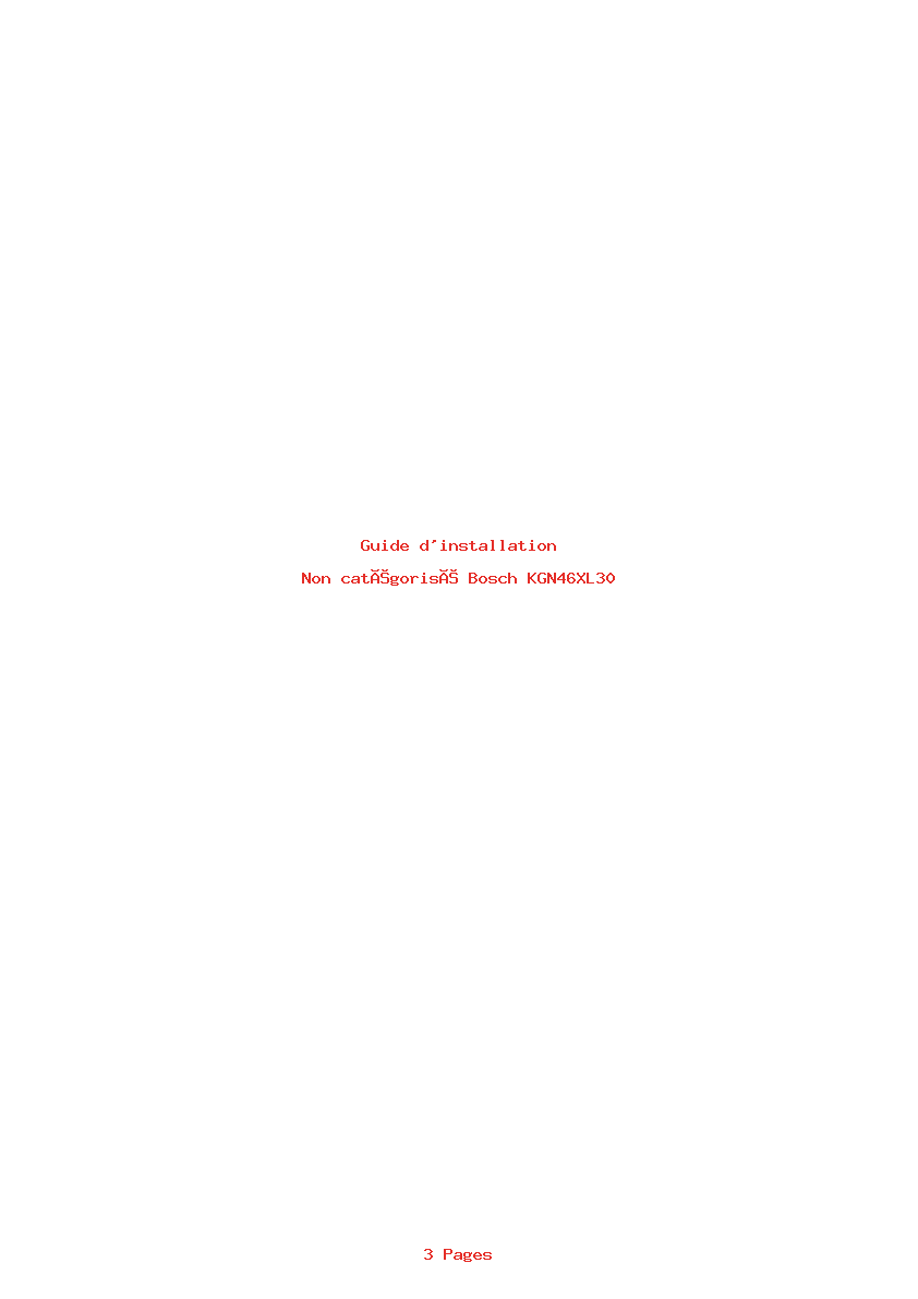 Page 1 de la notice Guide d'installation Bosch KGN46XL30