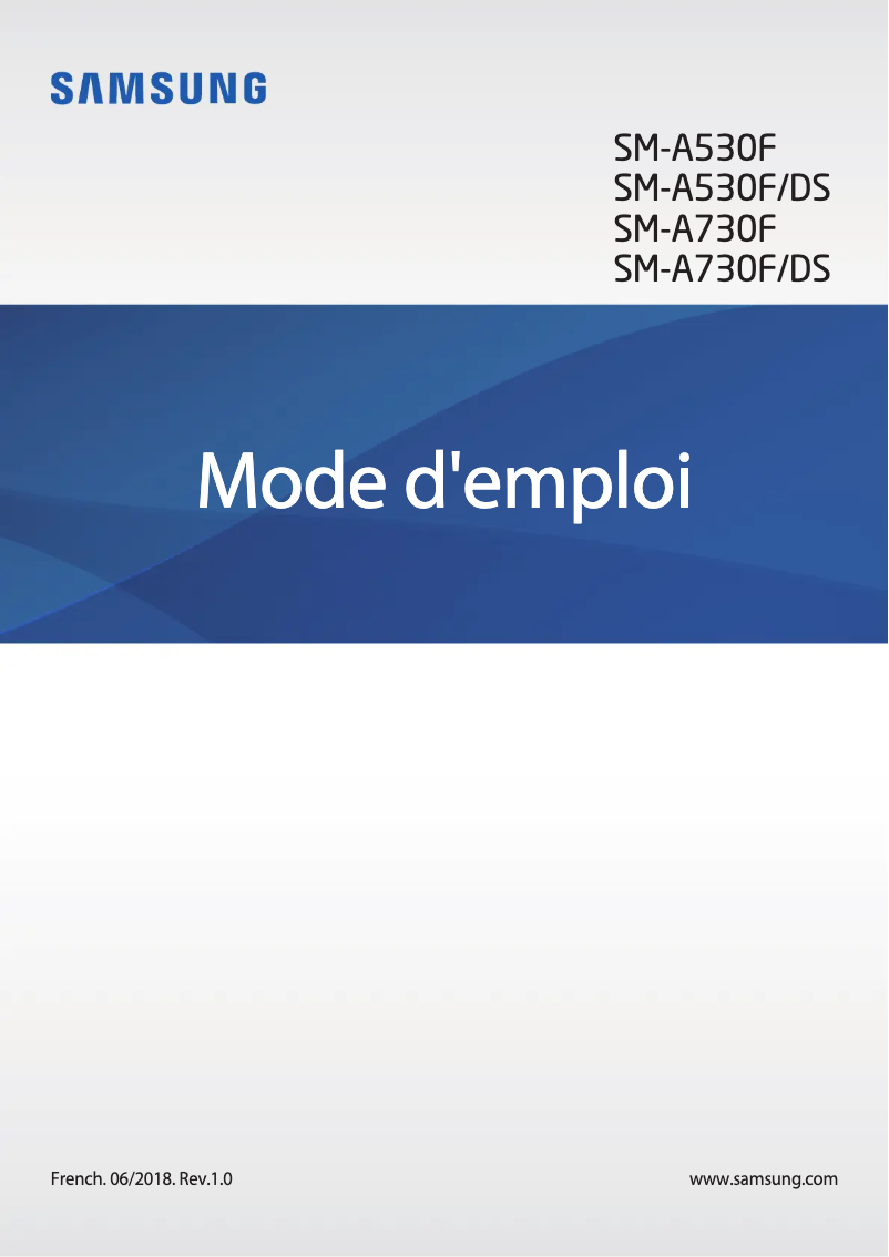 Page 1 de la notice Manuel utilisateur Samsung Galaxy A8+
