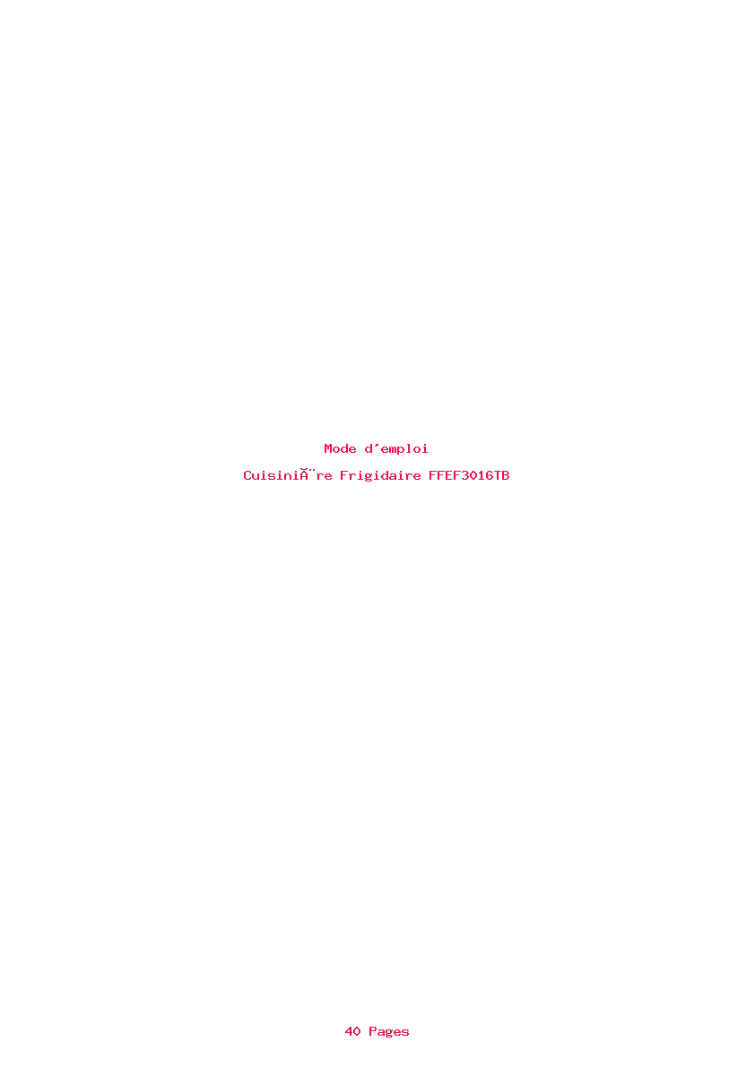 Image de la première page du manuel de l'appareil FFEF3016TB
