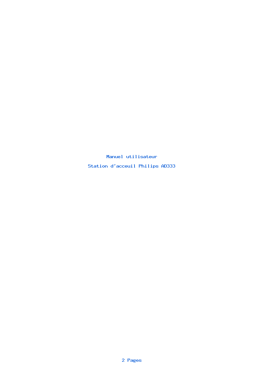 Page 1 de la notice Manuel utilisateur Philips AD333