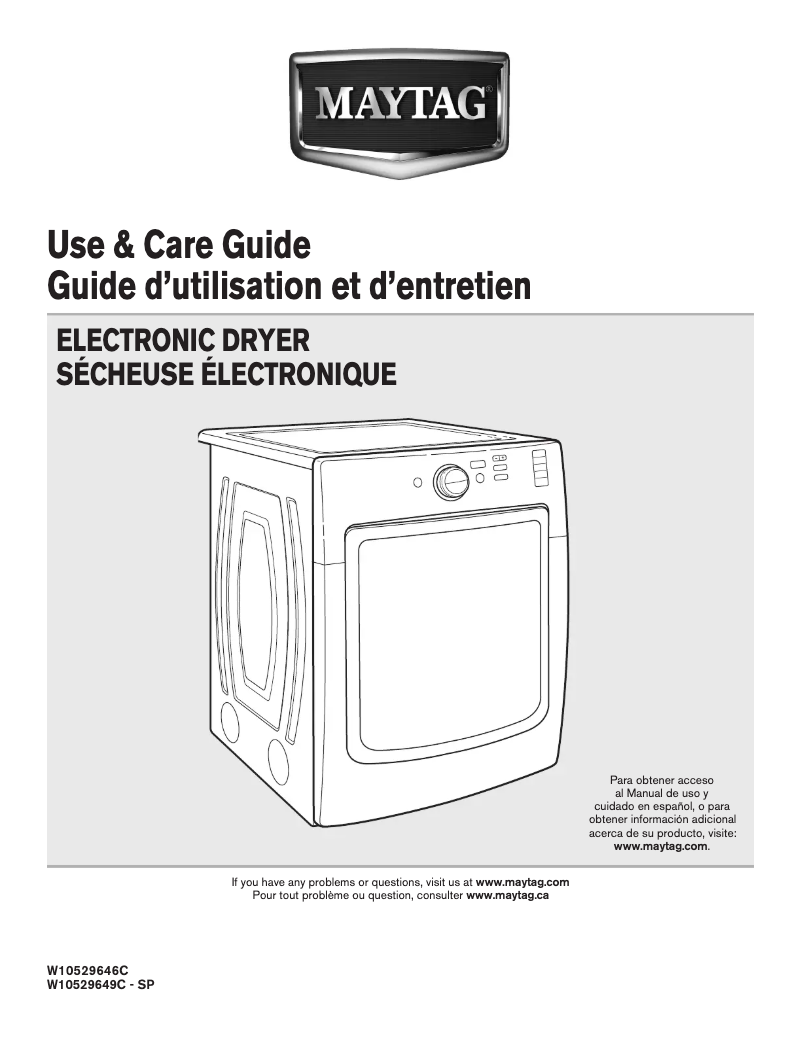 Page 1 de la notice Manuel utilisateur Maytag MED3000BW Maxima X