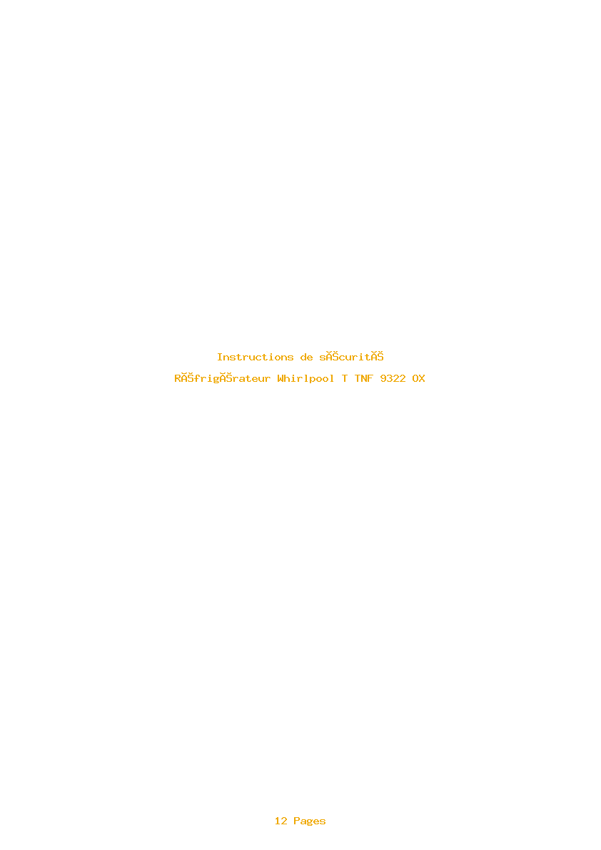 Image de la première page du manuel de l'appareil T TNF 9322 OX