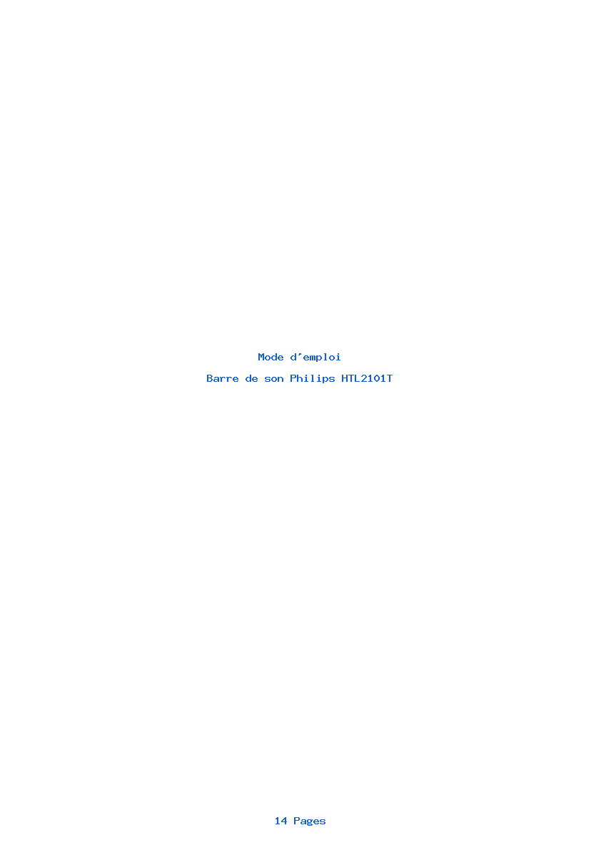 Page 1 de la notice Mode d'emploi Philips HTL2101T