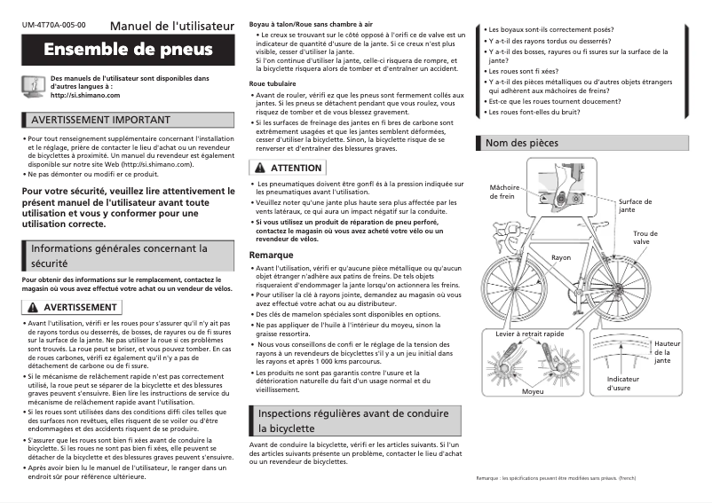 Página 1 del manual Manual de usuario Shimano WH-RS610-TL-R