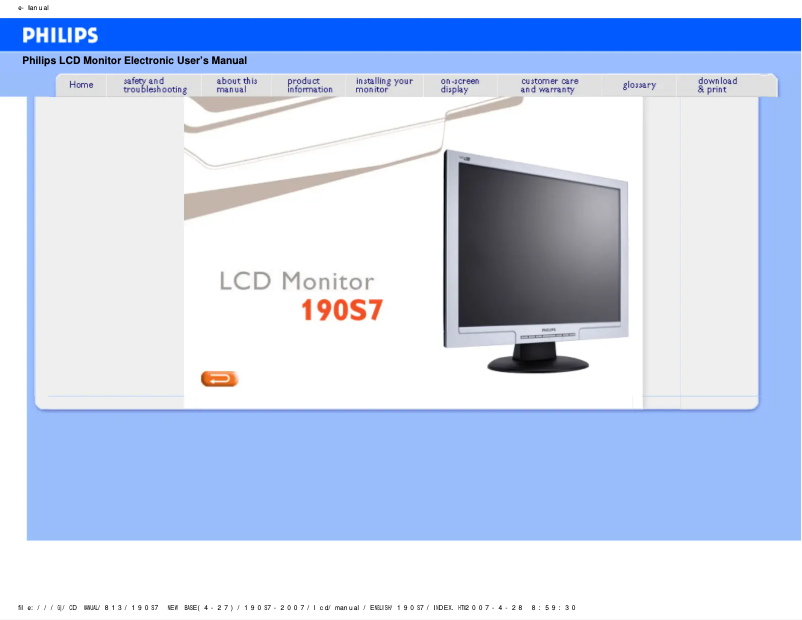 Página 1 del manual Manual de usuario Philips 190S7FG
