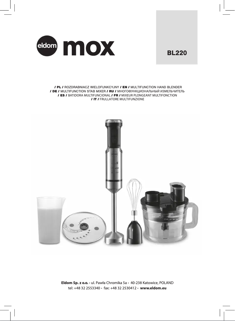 Page 1 de la notice Manuel utilisateur Eldom Mox BL220