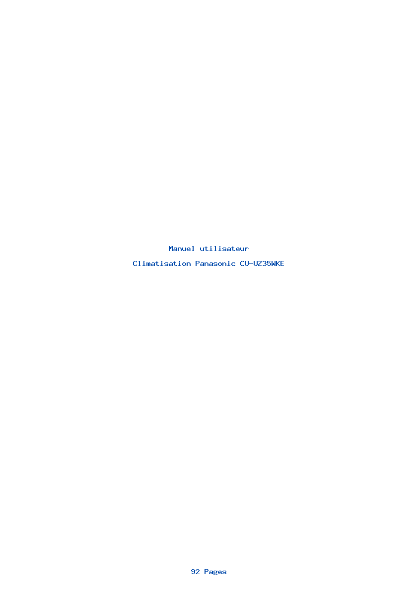Page 1 de la notice Manuel utilisateur Panasonic CU-UZ35WKE
