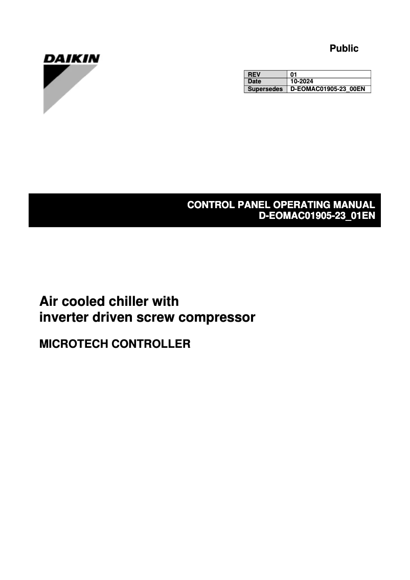 Page 1 de la notice Manuel utilisateur Daikin EWADH13TZSRC2