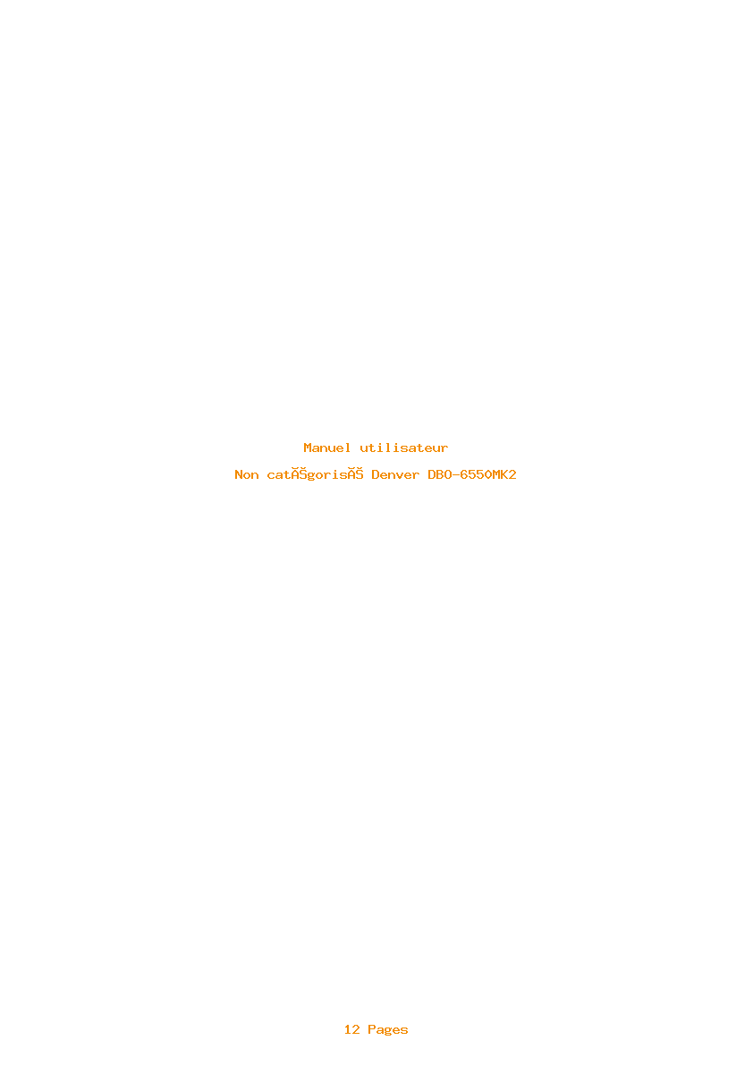 Page 1 de la notice Manuel utilisateur Denver DBO-6550MK2
