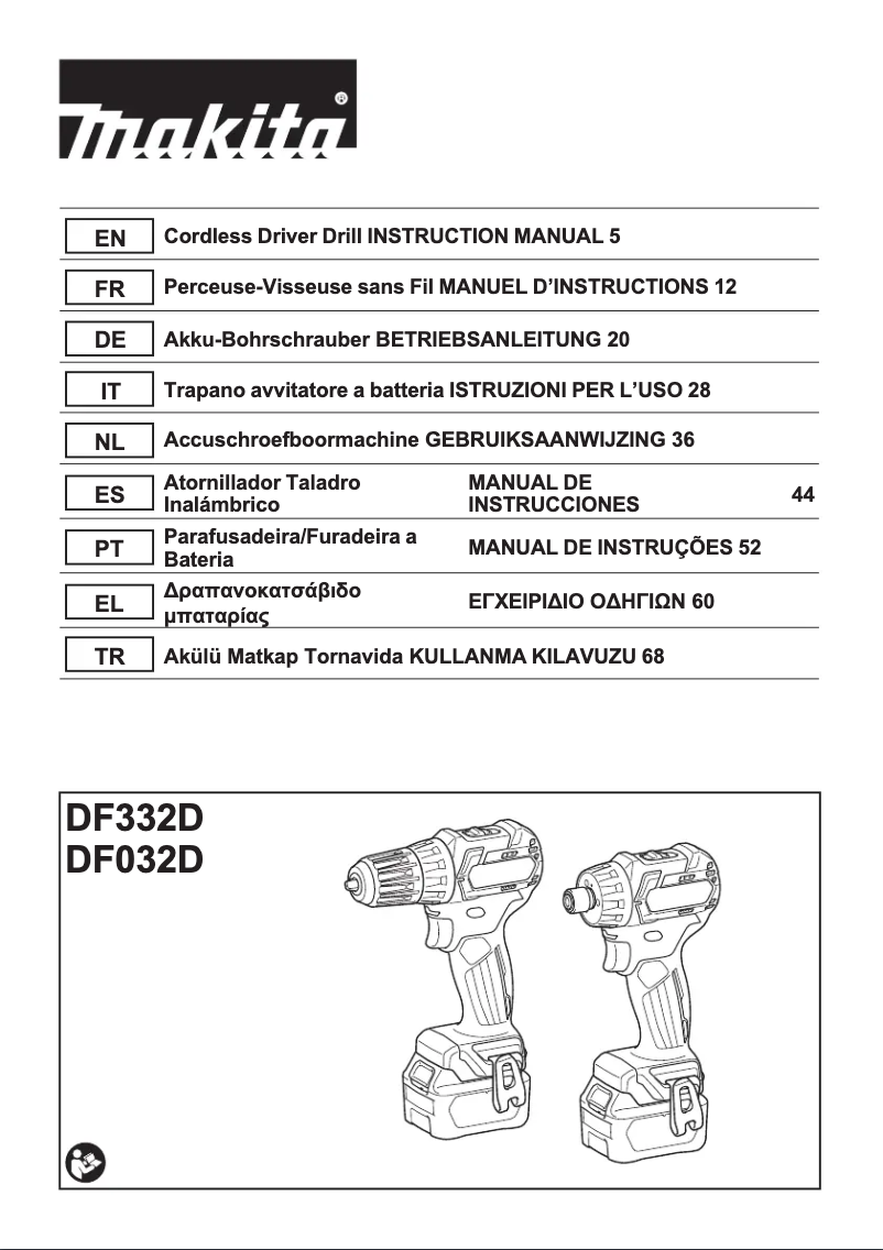 Page 1 de la notice Manuel utilisateur Makita DF032D